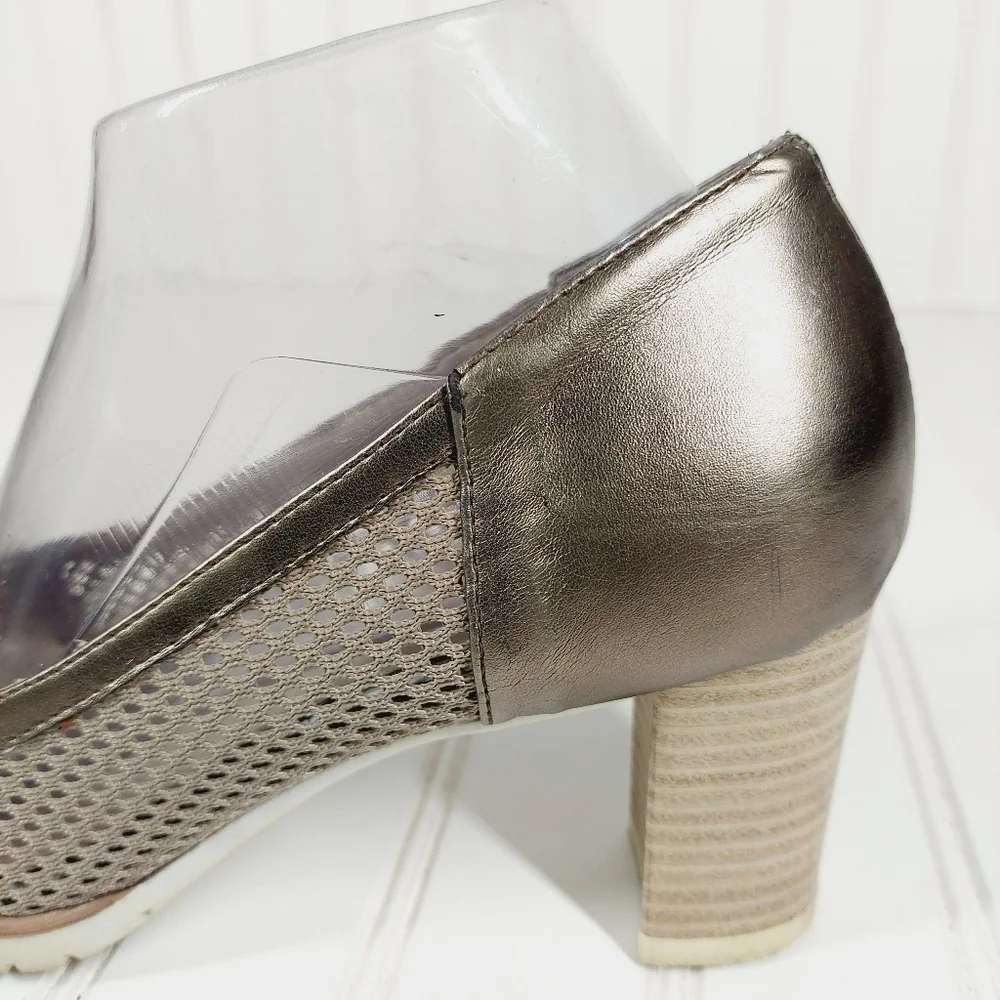 Mary Silver Metallic Heel Pumps A 530